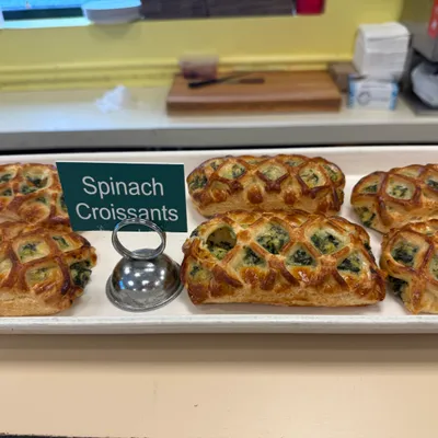 Spinach croissants on display