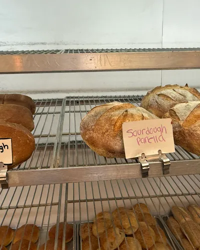 Sourdough loaves on display